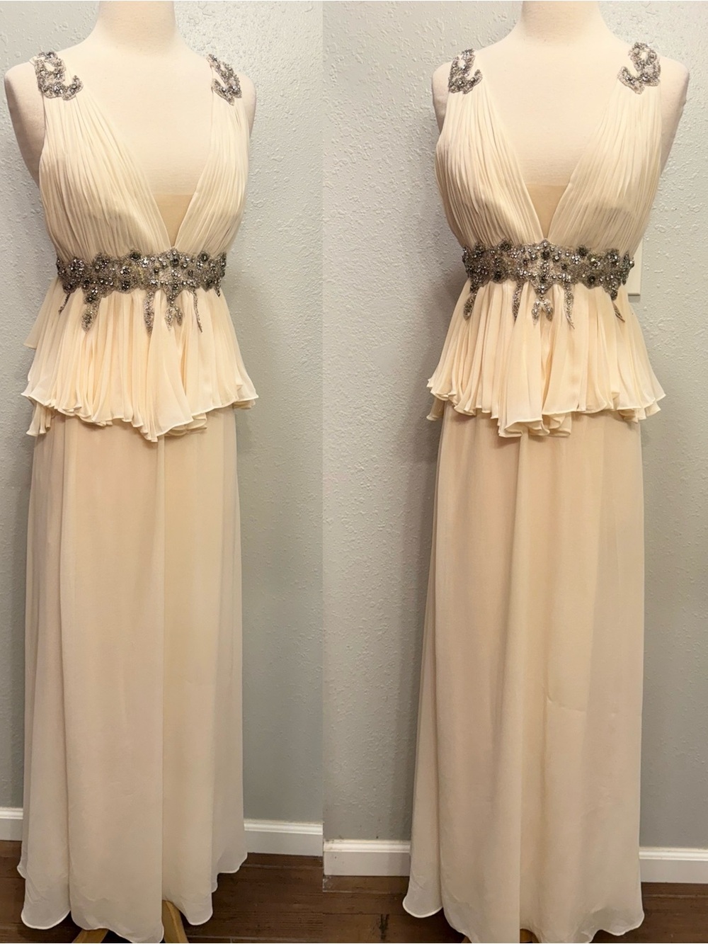 Mandalay Rare Vintage Y2K Bridal Gown Jeweled Chiffon Dress Size 4